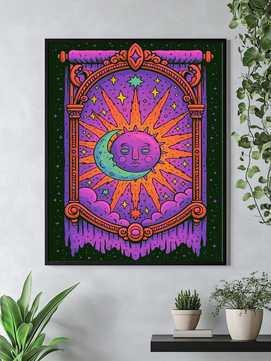 Celestial Moon Sun Poster. — room view 4