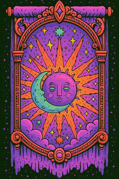Celestial Moon Sun Poster.
