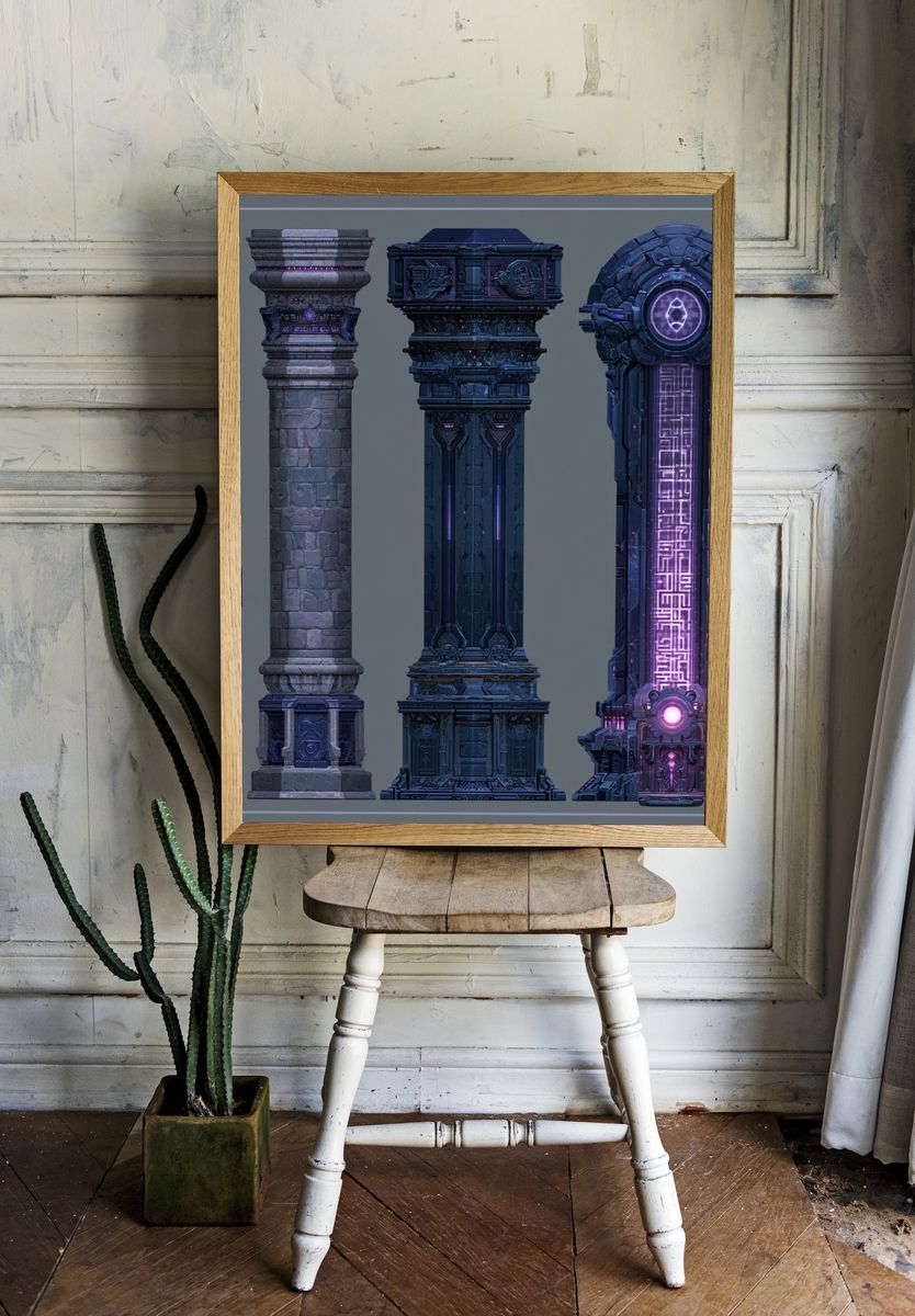 Arcane Sci-Fi Pillars Poster. room preview