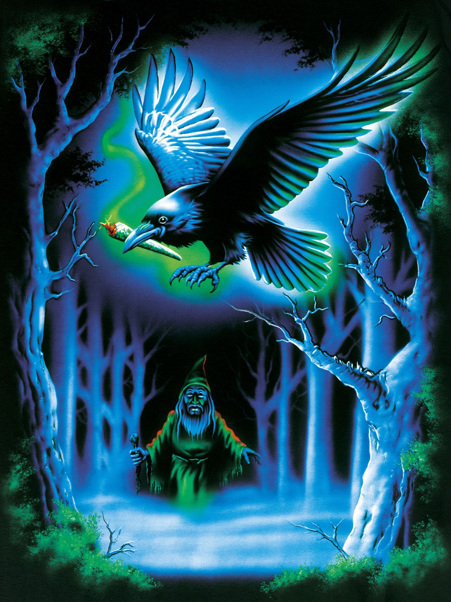 Mystic Raven Forest Illustration Poster. poster — illustration art