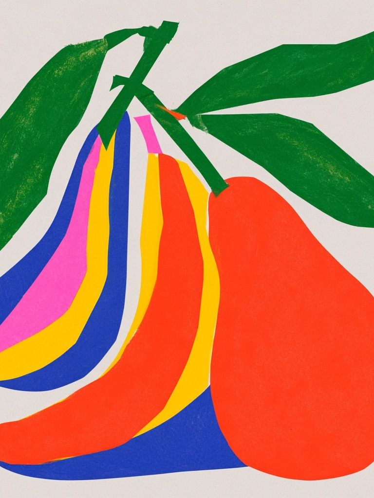 Colorful Pear Illustration Poster. poster — illustration art