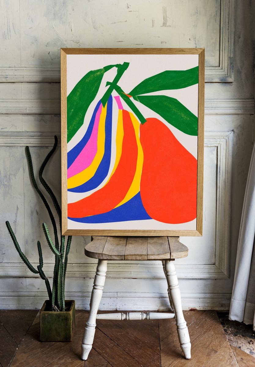 Colorful Pear Illustration Poster. room preview