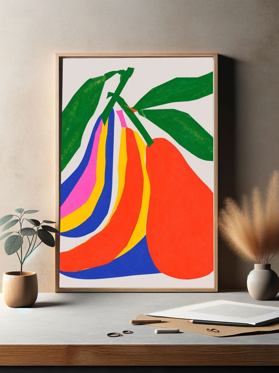 Colorful Pear Illustration Poster. — room view 2