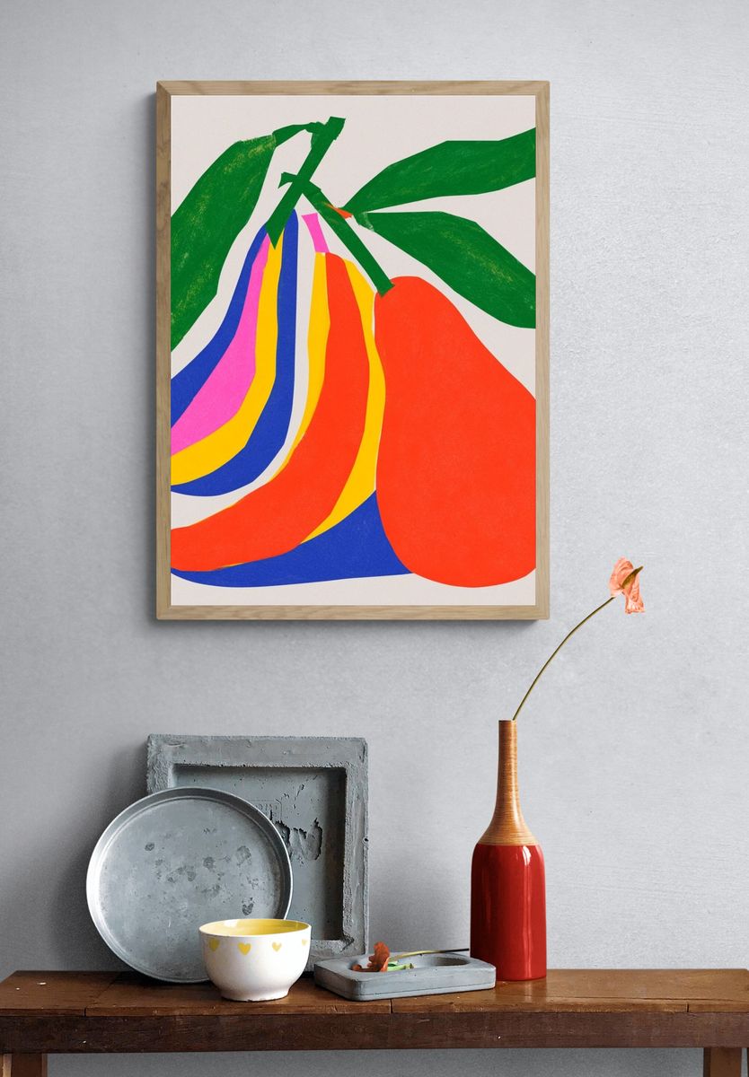 Colorful Pear Illustration Poster. — room view 3