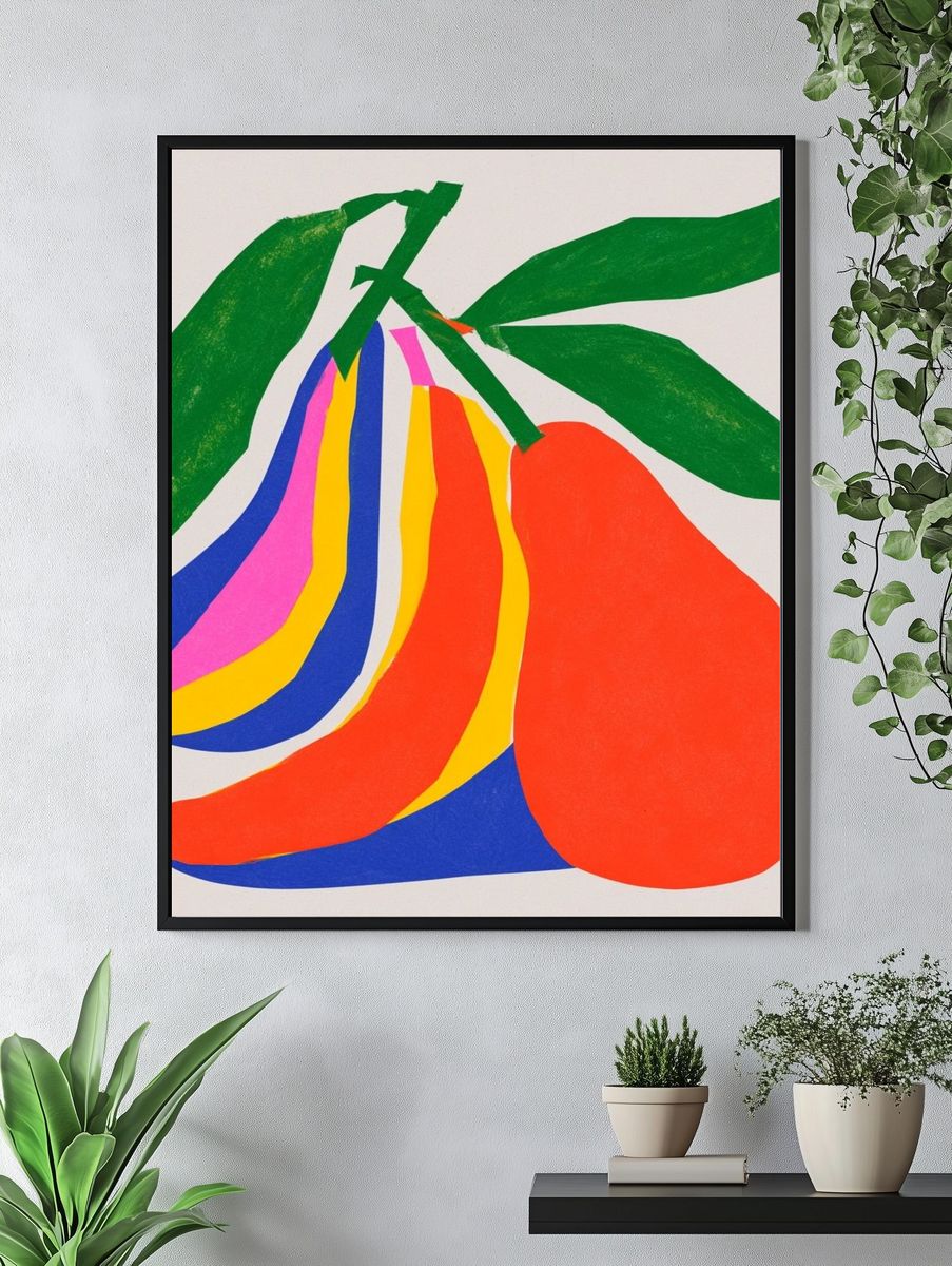 Colorful Pear Illustration Poster. — room view 4