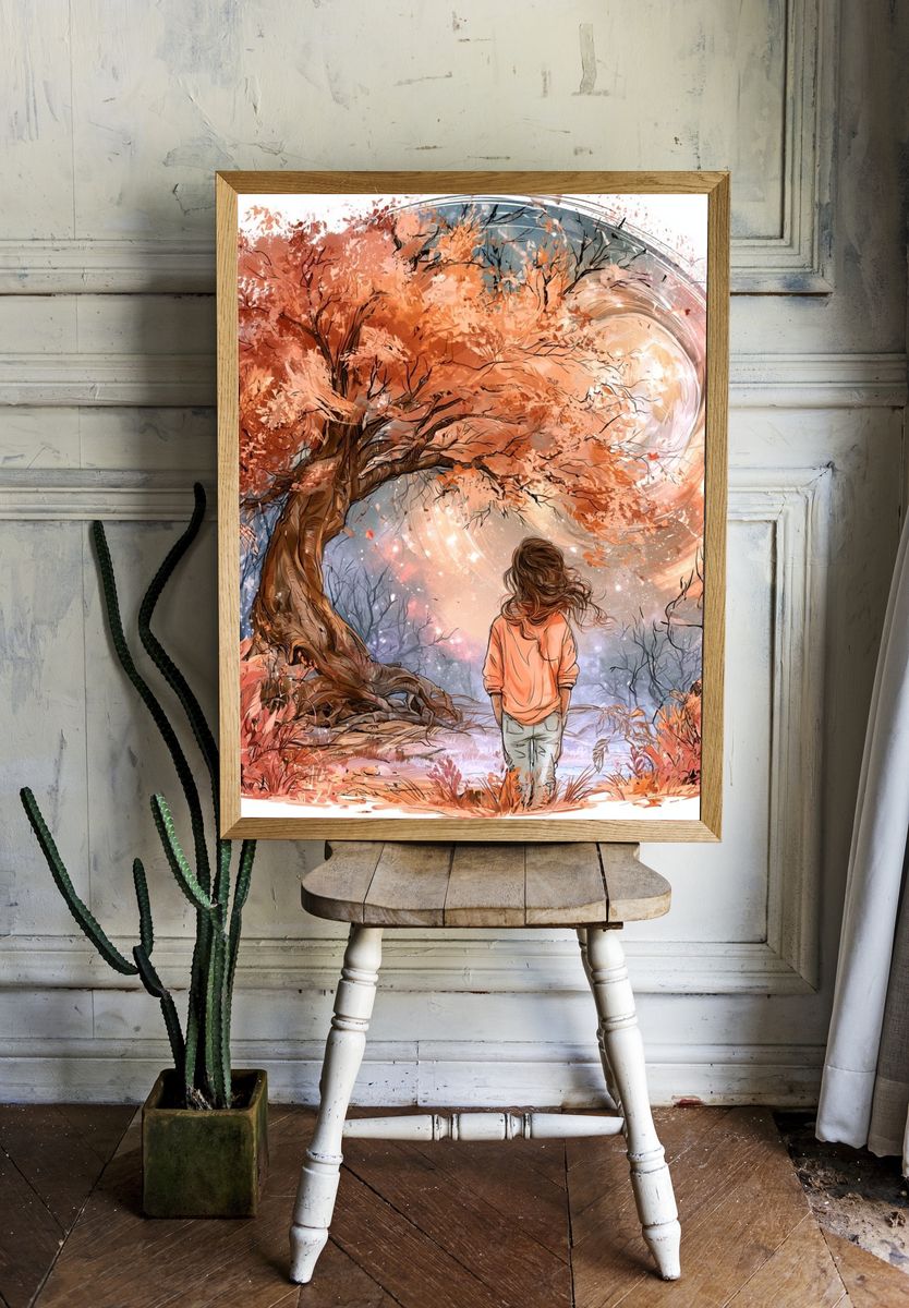 Autumn Dreamscape Illustration Poster. — room view 1