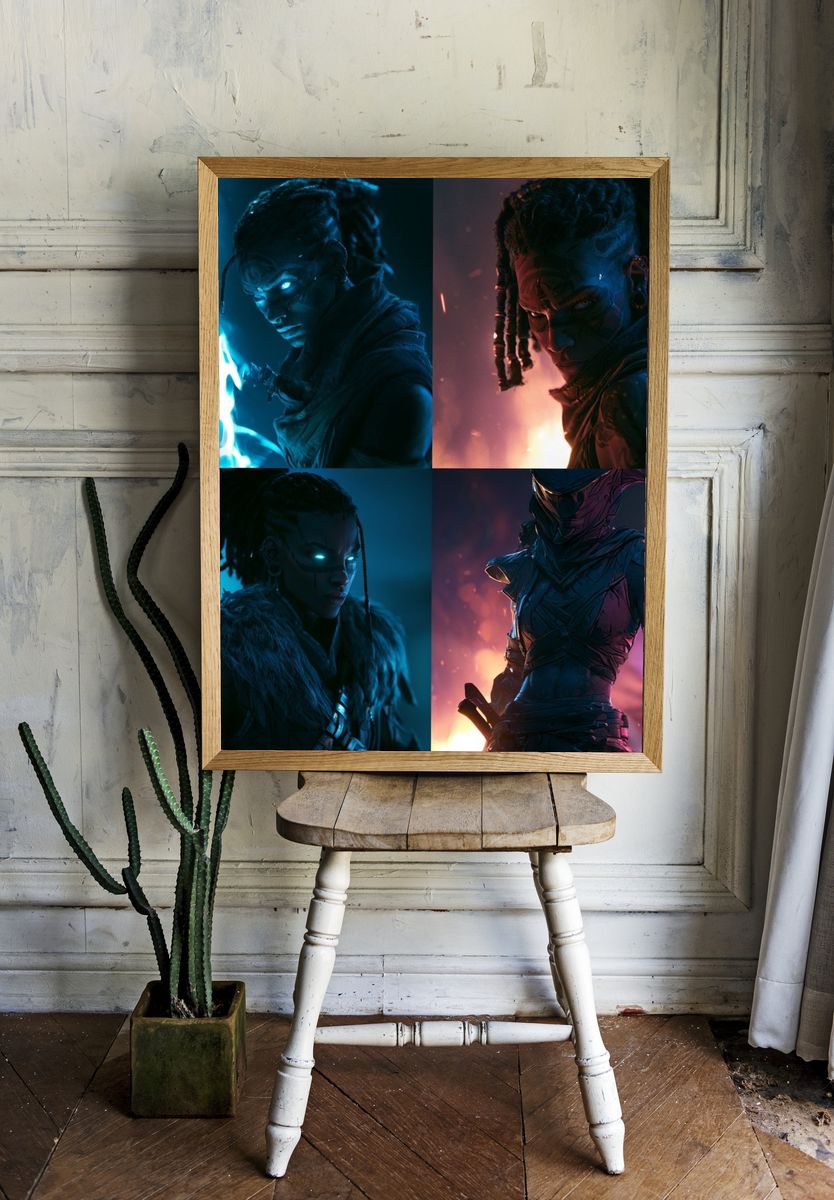 Cyber Warrior Portrait Poster. room preview