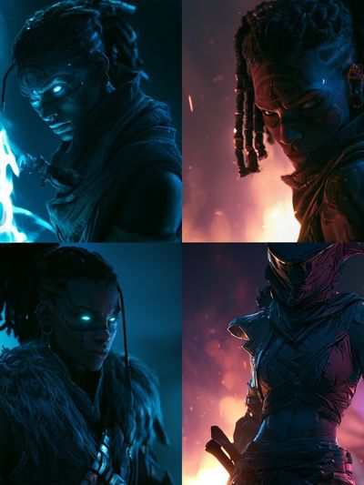 Cyber Warrior Portrait Poster. poster print