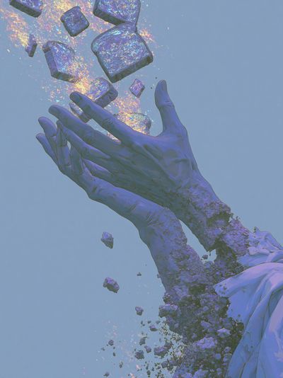 Floating Hands Surrealism Print. poster