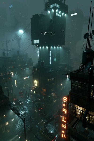Neon Cyberpunk Cityscape Poster. poster print