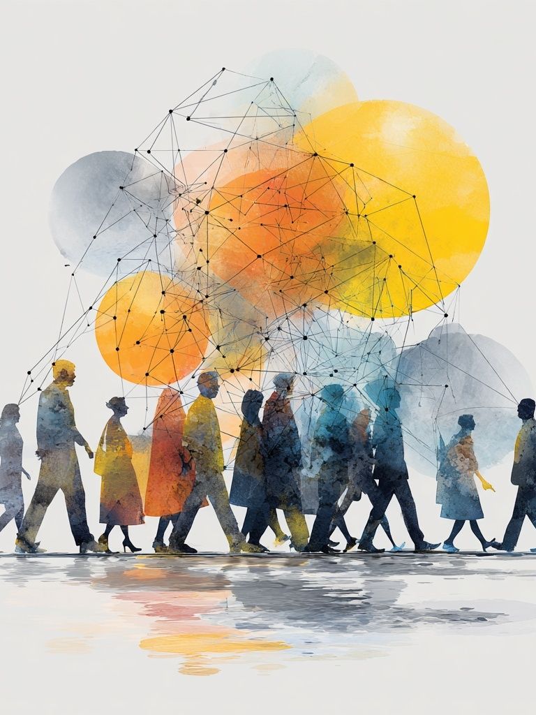 Abstract Crowd Watercolor Poster. poster — illustration art