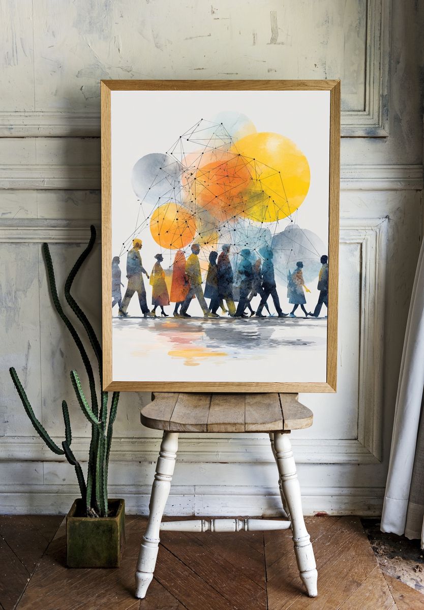 Abstract Crowd Watercolor Poster room preview