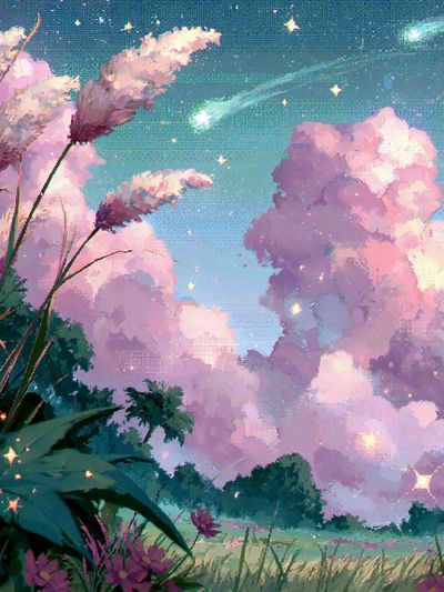 Dreamy Pink Sky Flowers Poster. poster