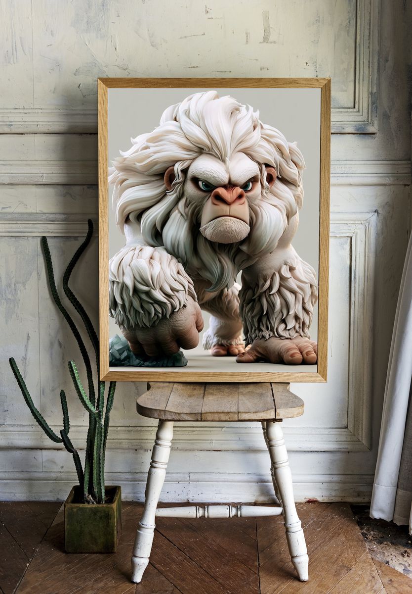 White Ape Character Illustration Poster. room preview