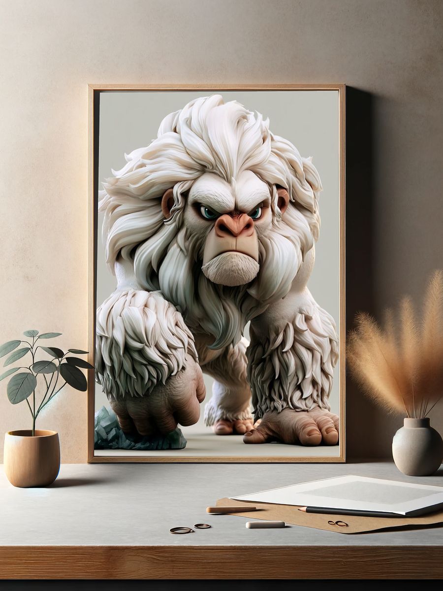 White Ape Character Illustration Poster. — room view 2
