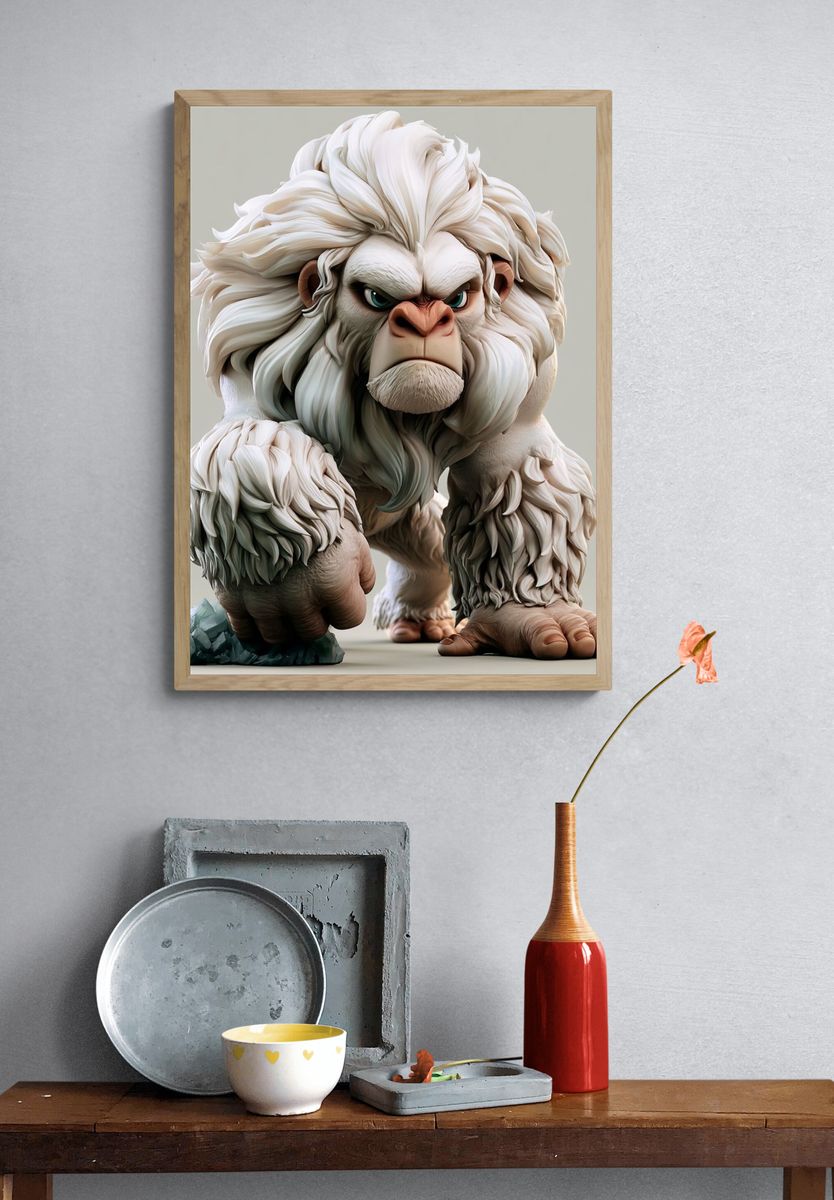 White Ape Character Illustration Poster. — room view 3