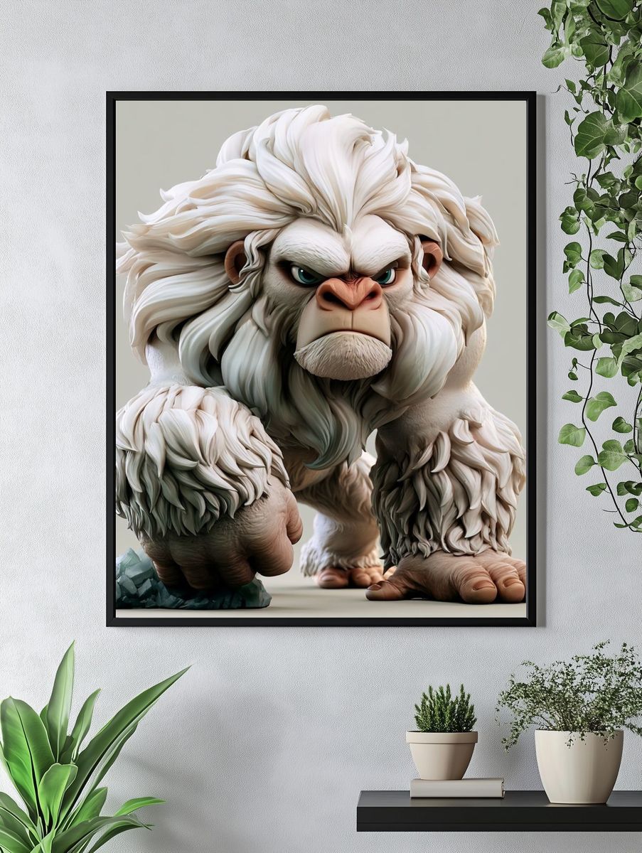 White Ape Character Illustration Poster. — room view 4