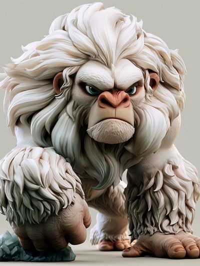 White Ape Character Illustration Poster.