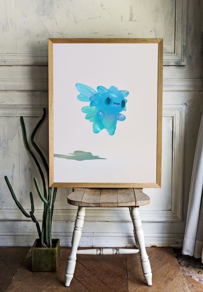 Blue Fairy Creature Illustration Print. — room view 1