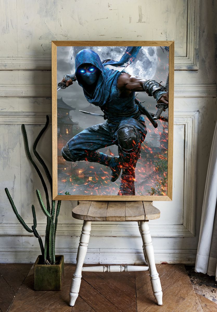 Moonlit Ninja Assassin Illustration Poster. — room view 1
