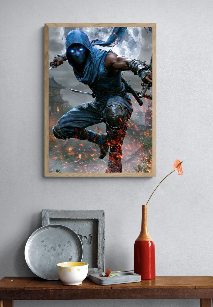 Moonlit Ninja Assassin Illustration Poster. — room view 3