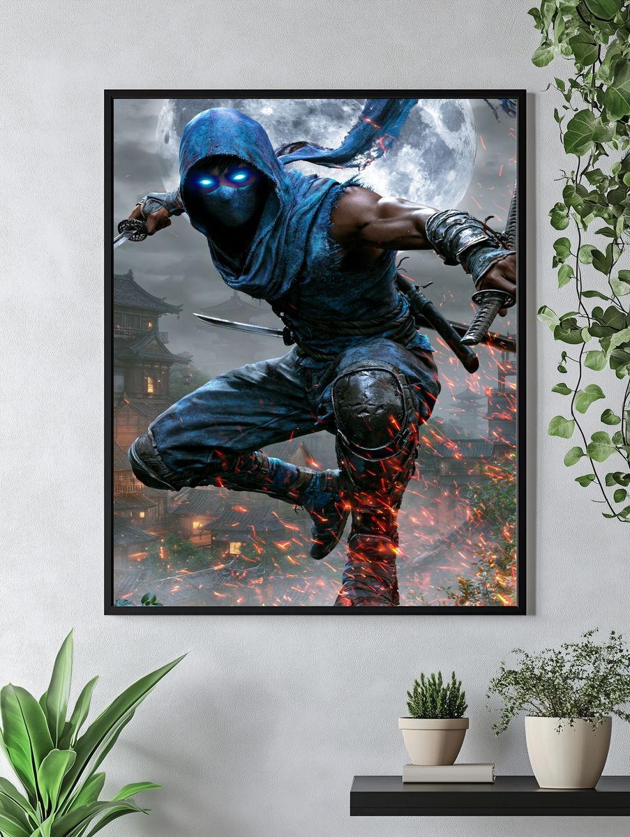 Moonlit Ninja Assassin Illustration Poster. — room view 4