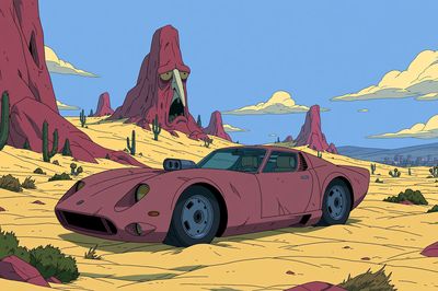 Desert Sports Car Illustration Poster.