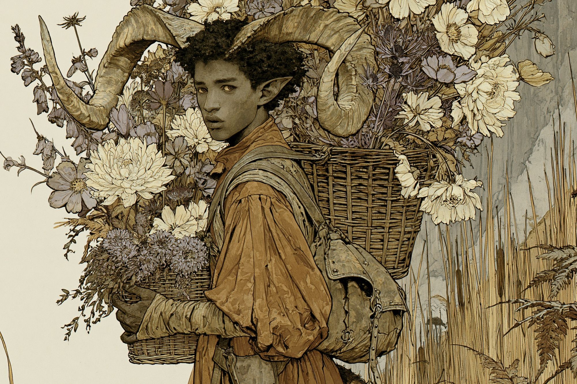 Horned Flower Carrier Illustration Poster. poster detail