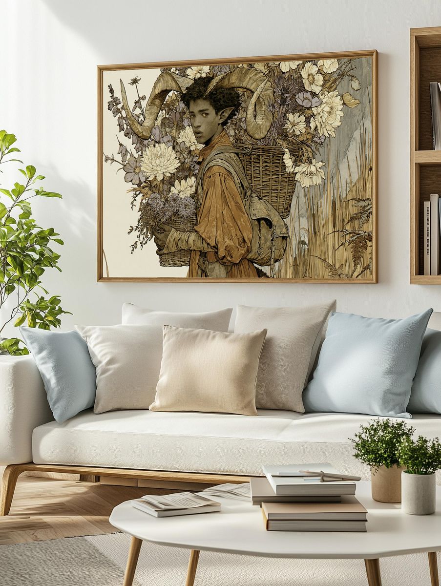 Horned Flower Carrier Illustration Poster. — room view 2