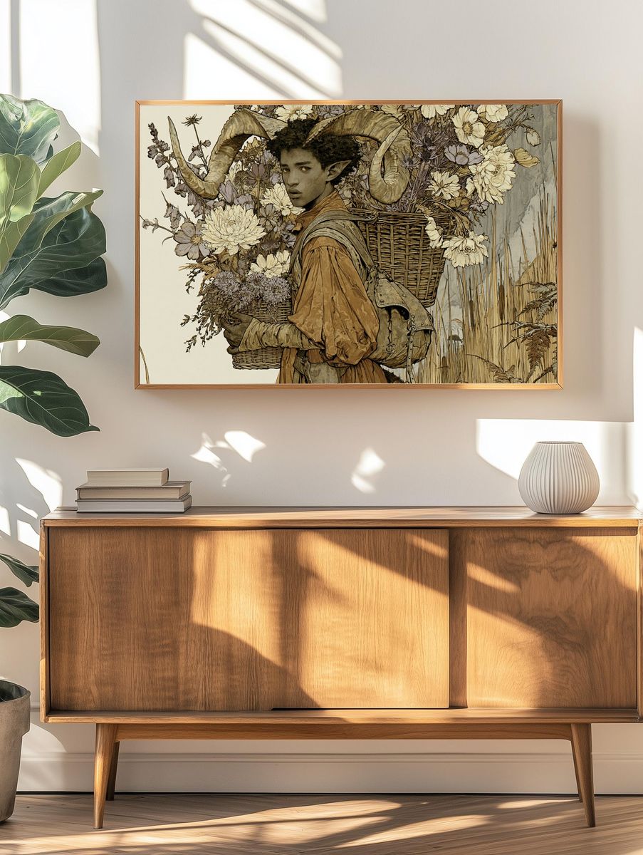 Horned Flower Carrier Illustration Poster. — room view 3