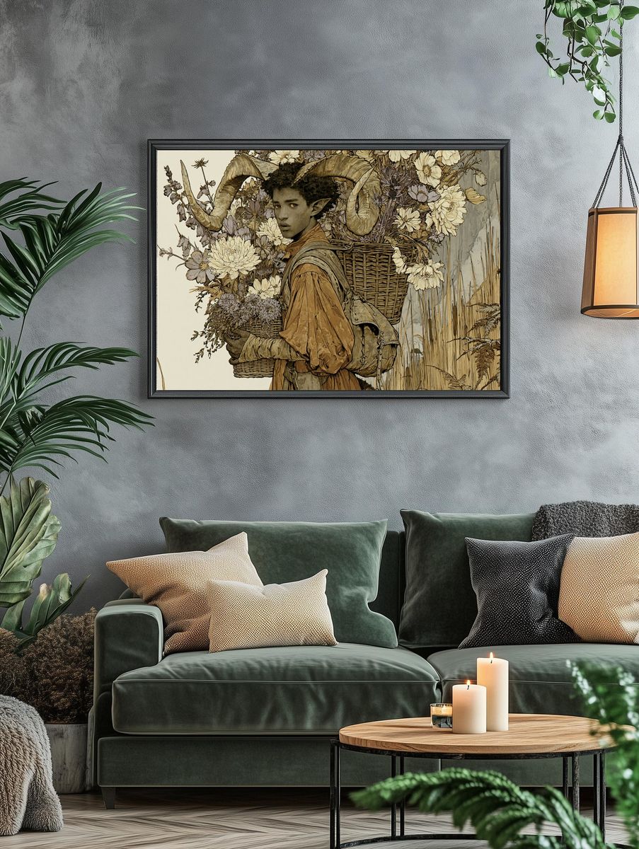 Horned Flower Carrier Illustration Poster. — room view 4
