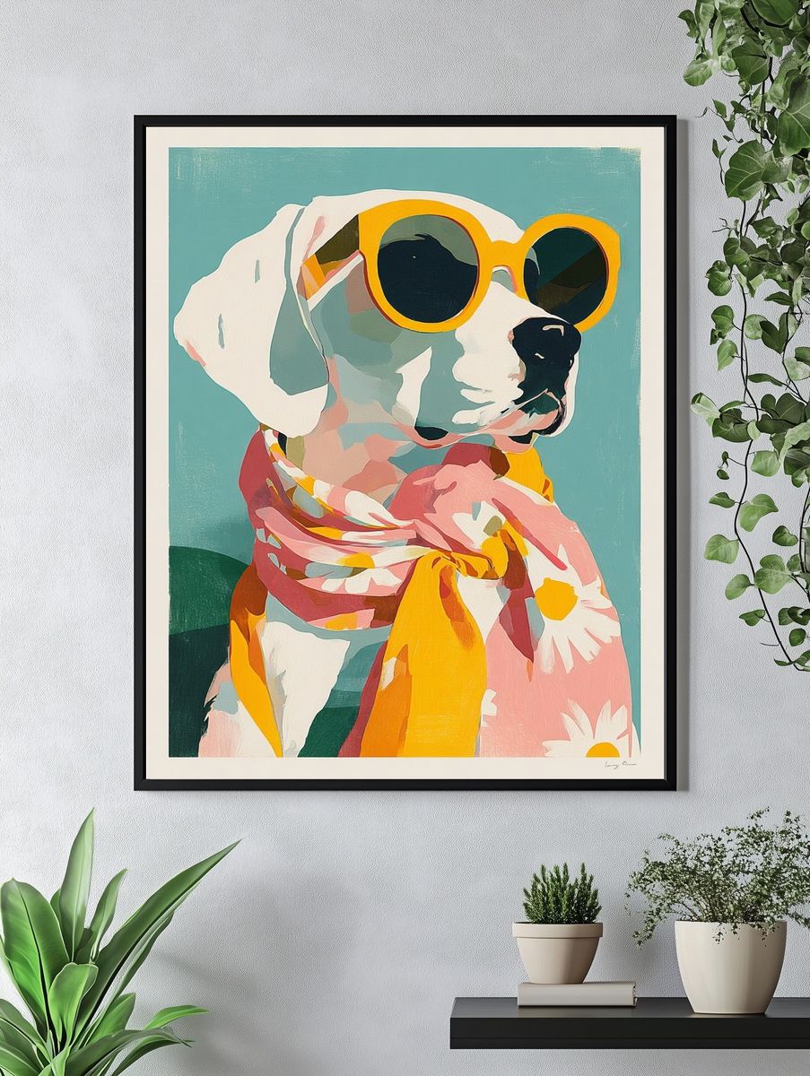 Dog in Sunglasses Illustration Poster. — room view 4