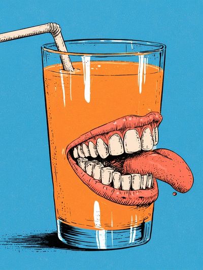 Surreal Juice Glass Typography Print. poster