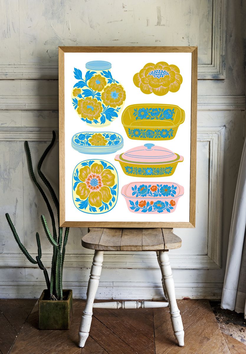 Floral Pottery Illustration Poster. — room view 1