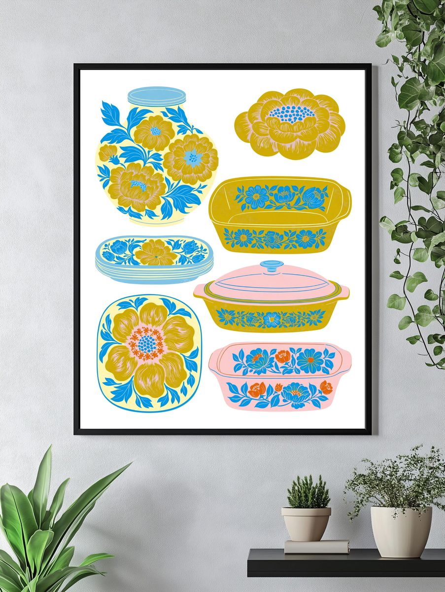 Floral Pottery Illustration Poster. — room view 4
