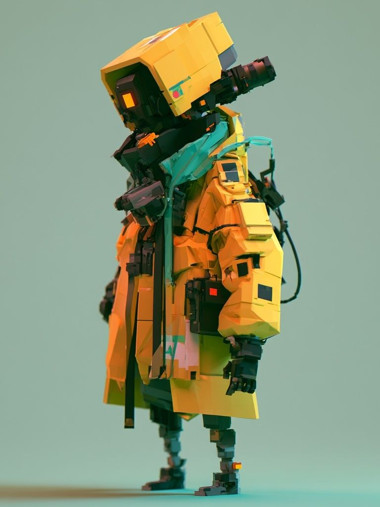 Futuristic Robot Figure Illustration Poster. poster detail