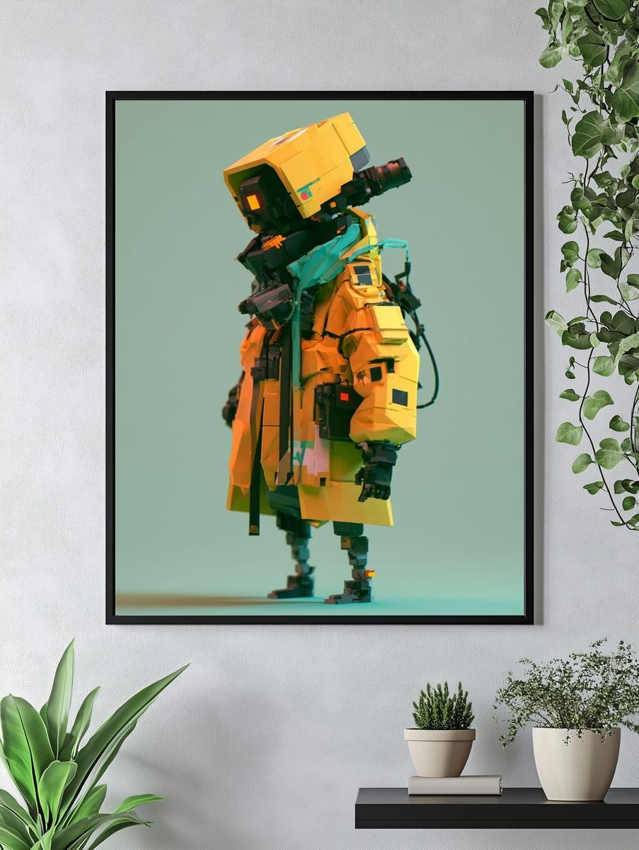 Futuristic Robot Figure Illustration Poster. — room view 4