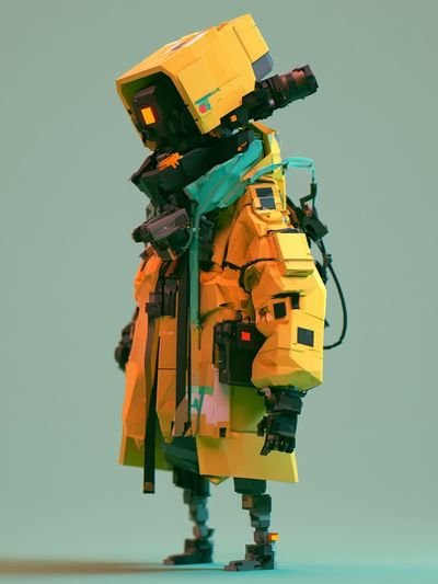 Futuristic Robot Figure Illustration Poster.