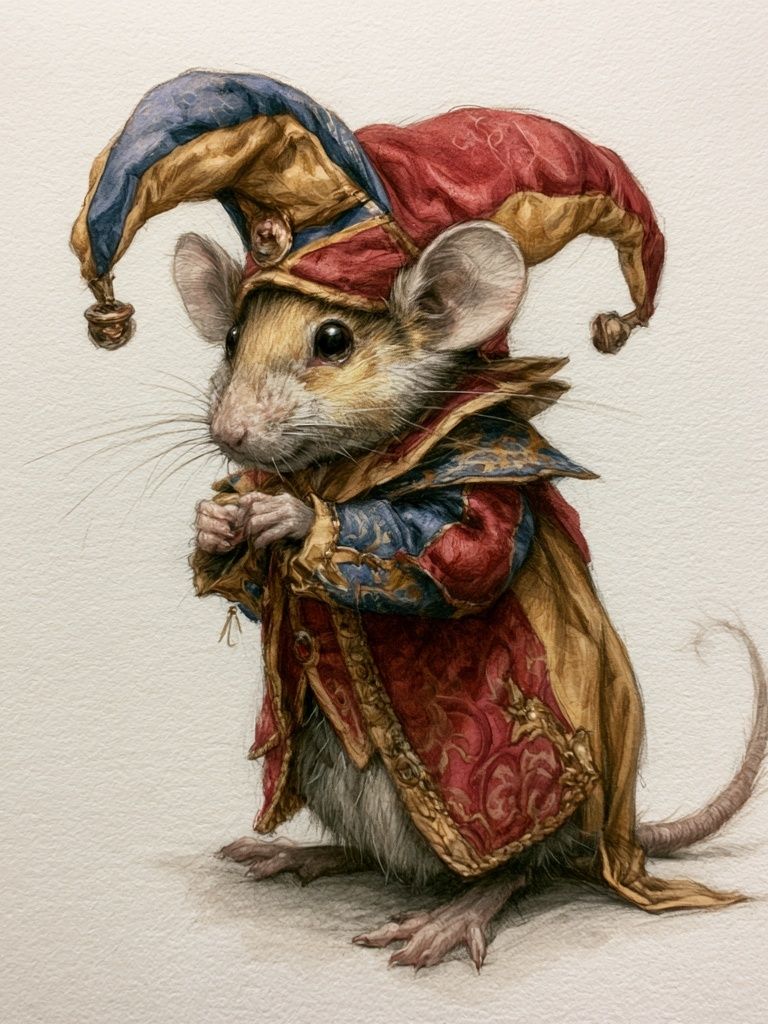 Jester Mouse Illustration Poster. poster detail