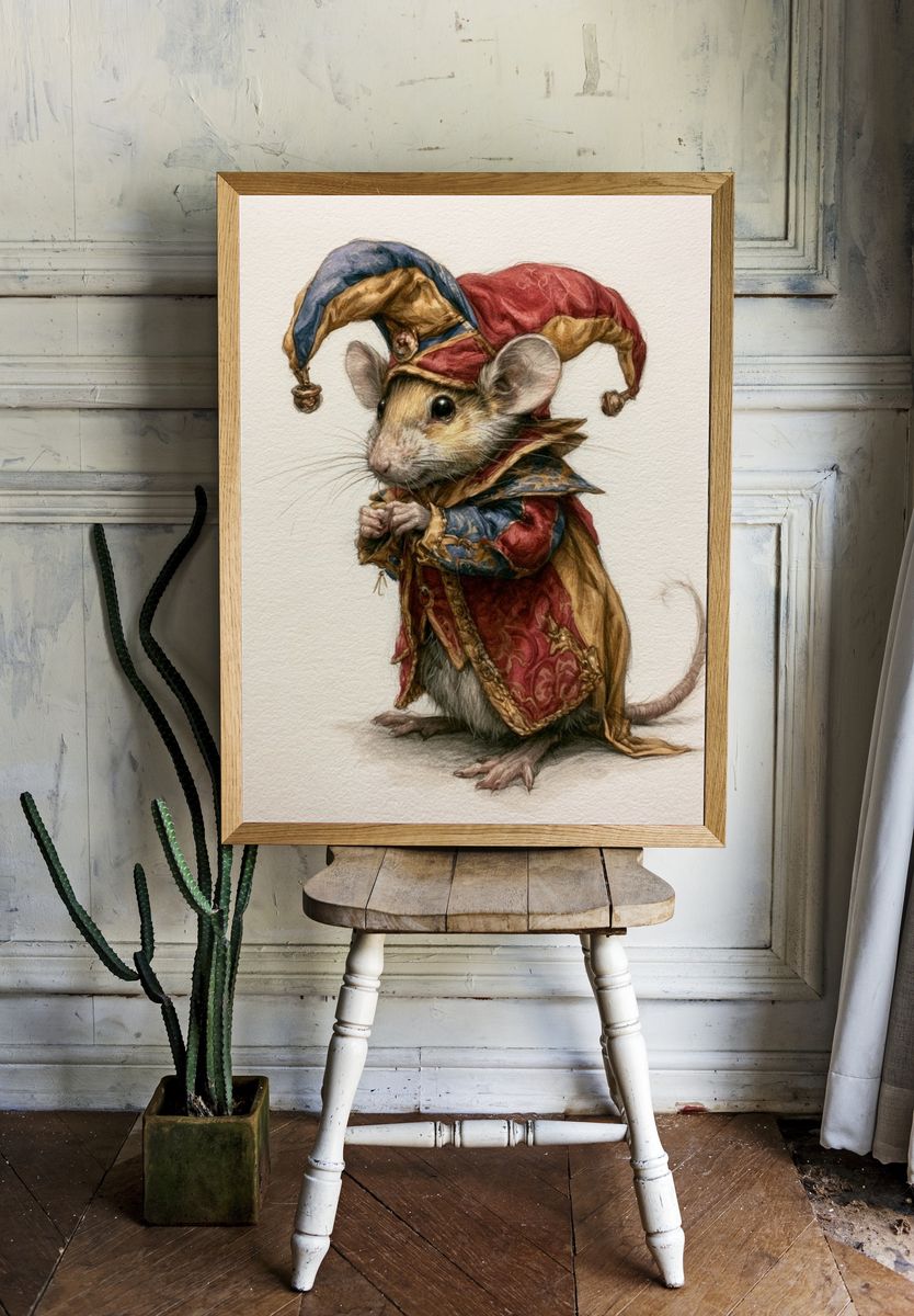 Jester Mouse Illustration Poster. — room view 1