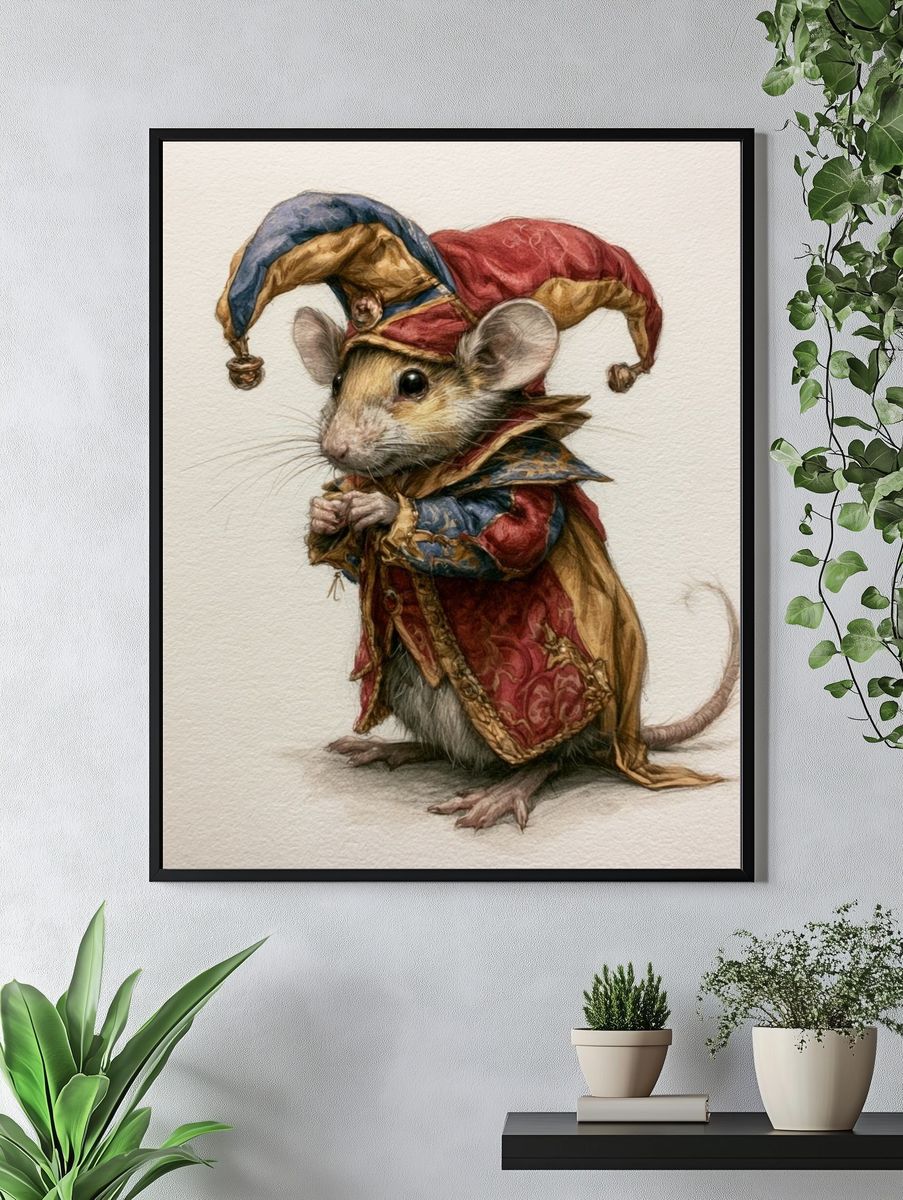 Jester Mouse Illustration Poster. — room view 4