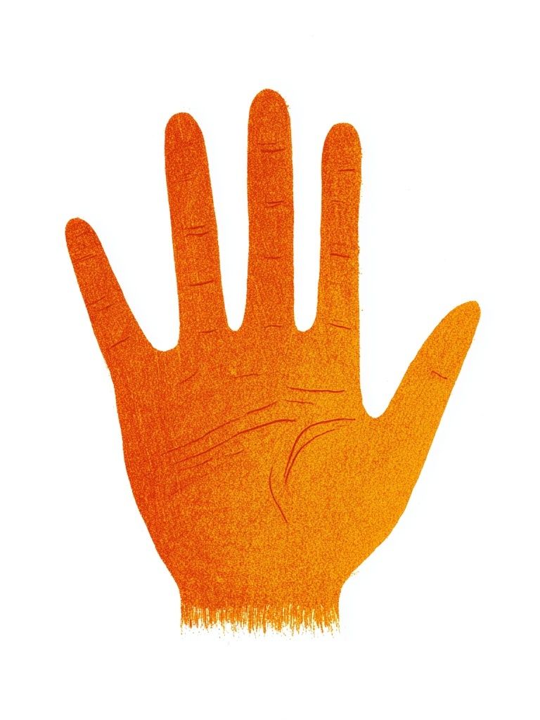 Orange Hand Silhouette Illustration Poster. poster detail