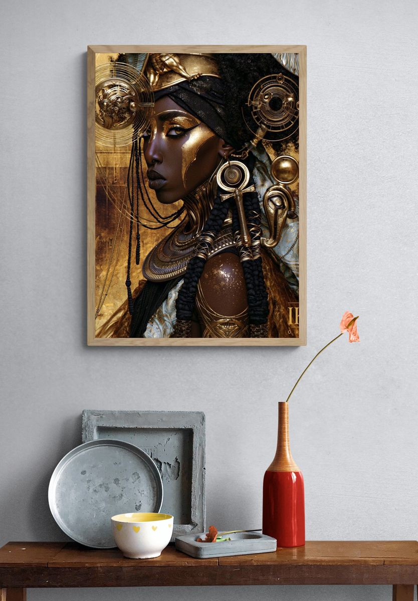 Golden African Portrait Print. — room view 3