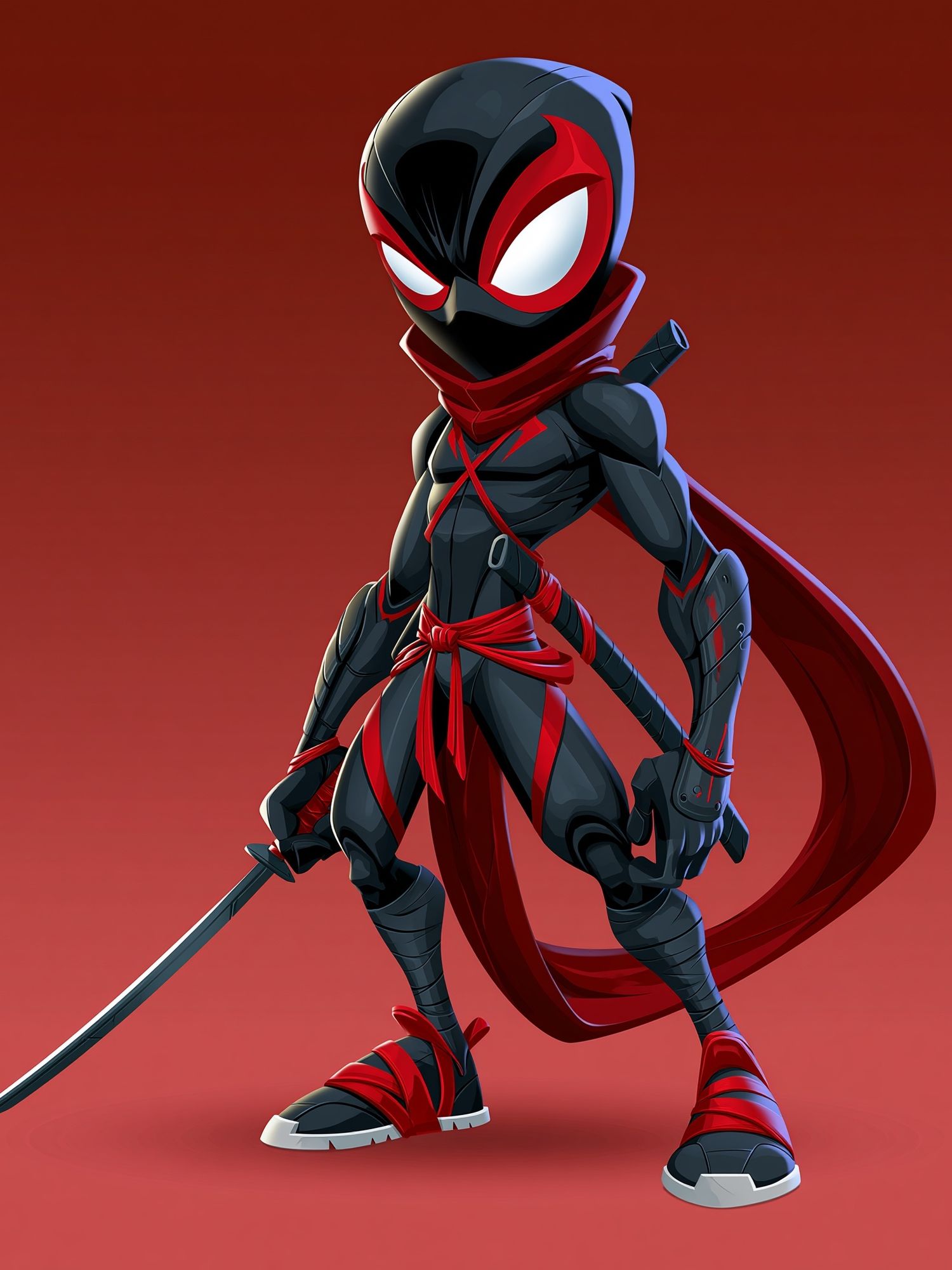 Masked Ninja Hero Illustration Poster. poster — illustration art