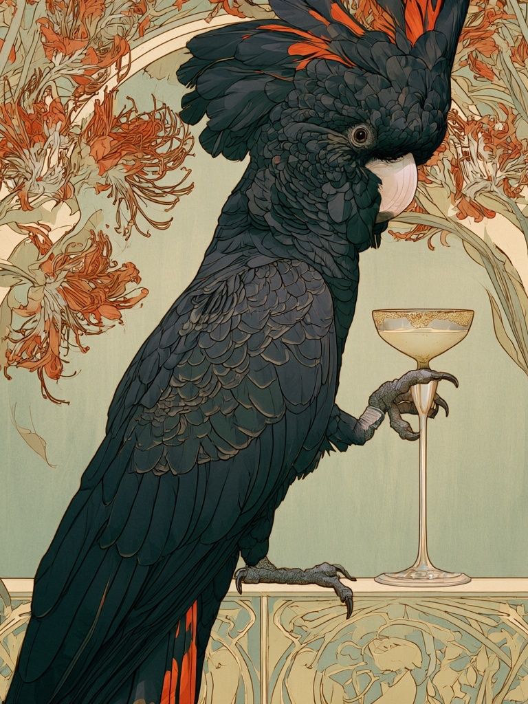 Cockatoo Art Nouveau Poster. poster detail