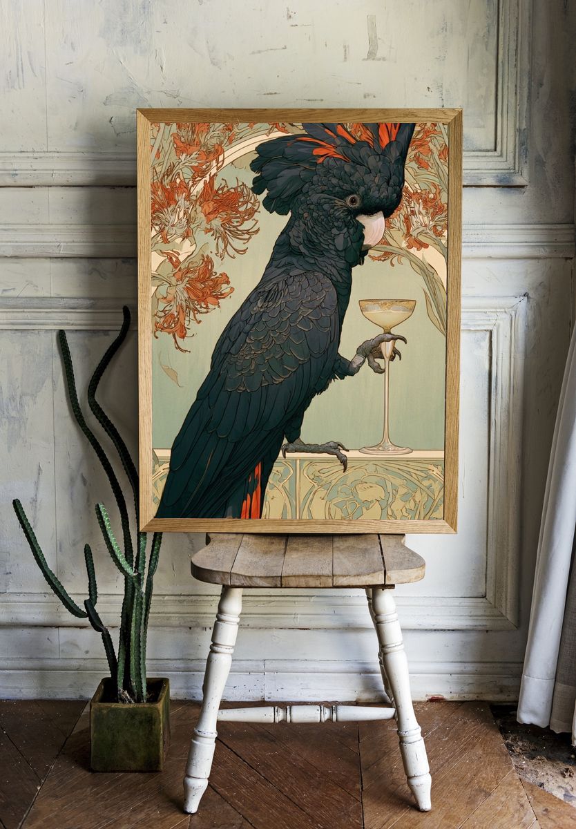 Cockatoo Art Nouveau Poster. — room view 1