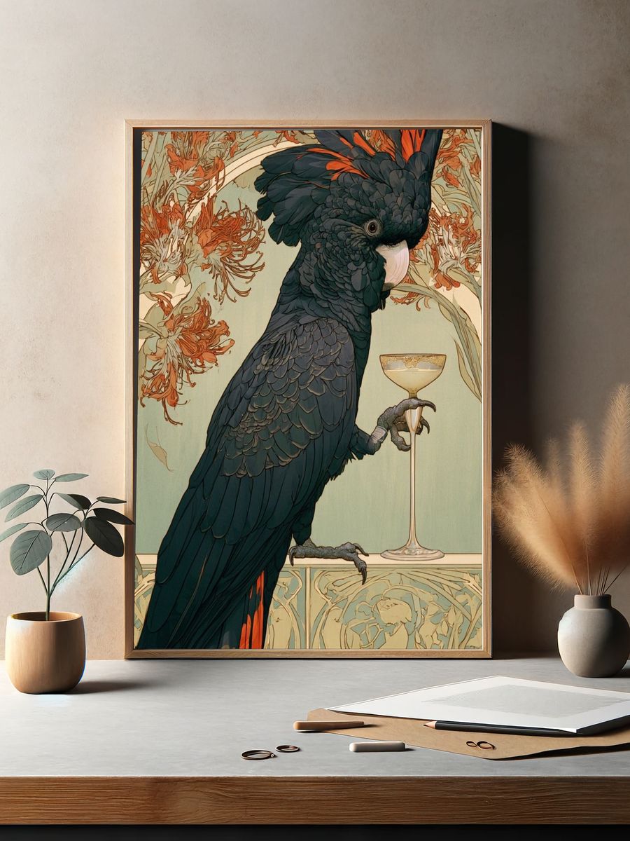 Cockatoo Art Nouveau Poster. — room view 2