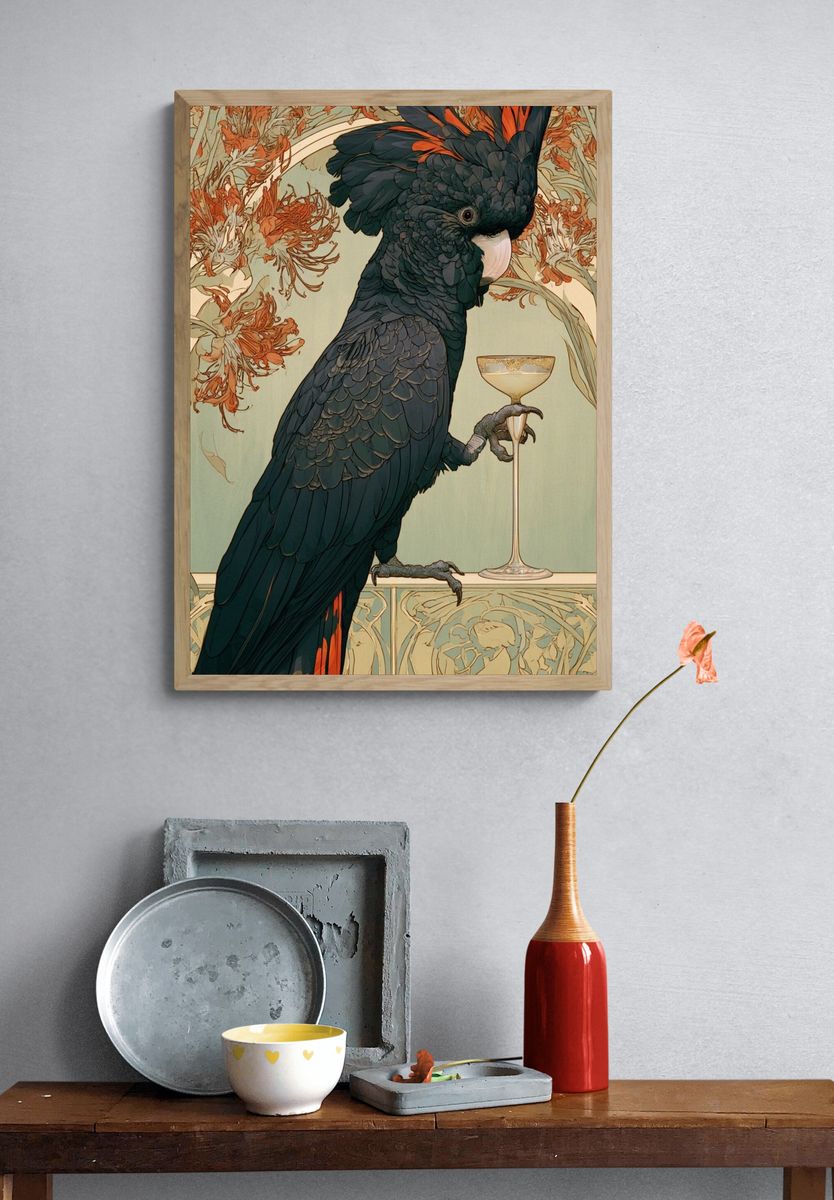Cockatoo Art Nouveau Poster. — room view 3