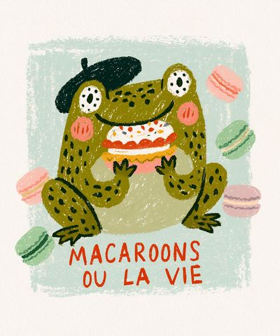 Macaroons Frog Typography Poster.