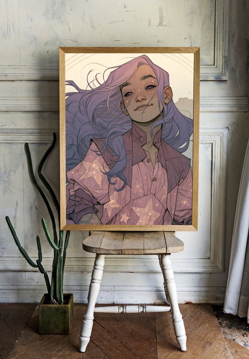 Celestial Girl Portrait Print. — room view 1